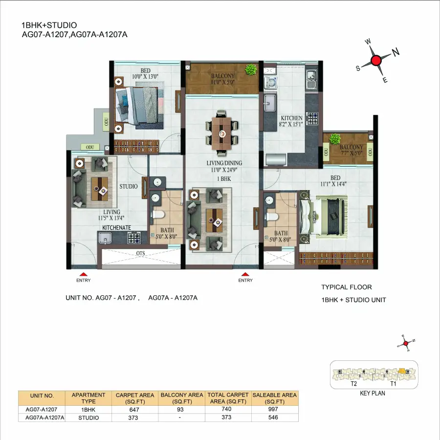 Casagrand Estancia 1 bhk floor plan