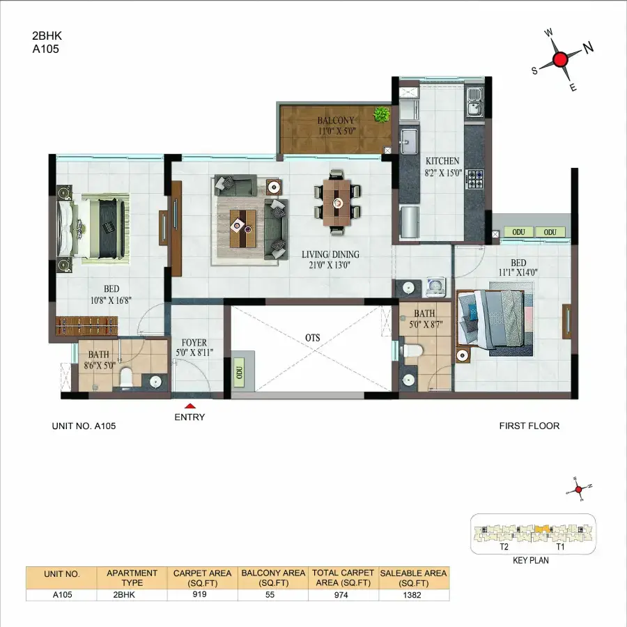 Casagrand Estancia 2 bhk floor plan