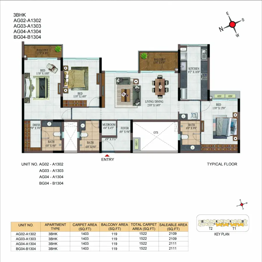 Casagrand Estancia floor plan 3bhk